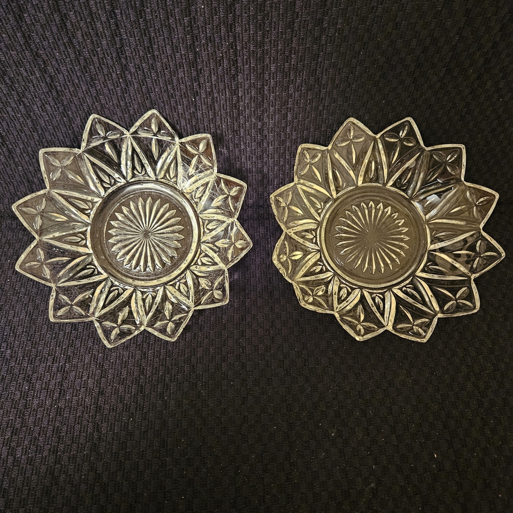 Clear Glass Sunburst Serving Dishes - Set of 2